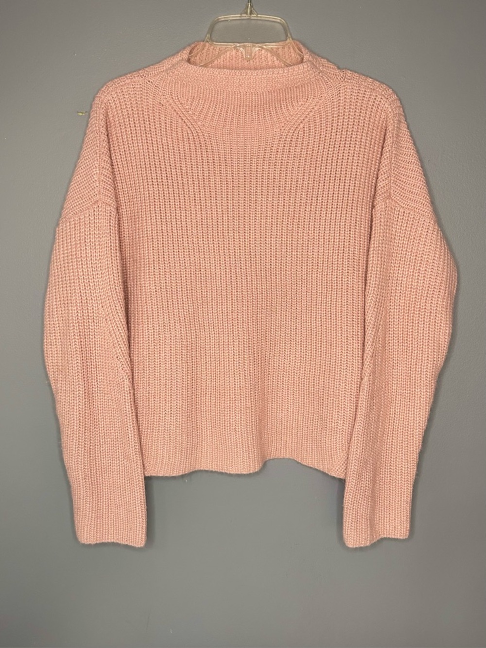 ASOS Sweater Womens 4 Pink Chunky Knit Mock Neck Pullover Soft Cozy Warm Casual